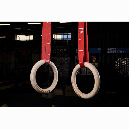Купить Кольца гимнастические 32 мм красные стропы в Баймаке 